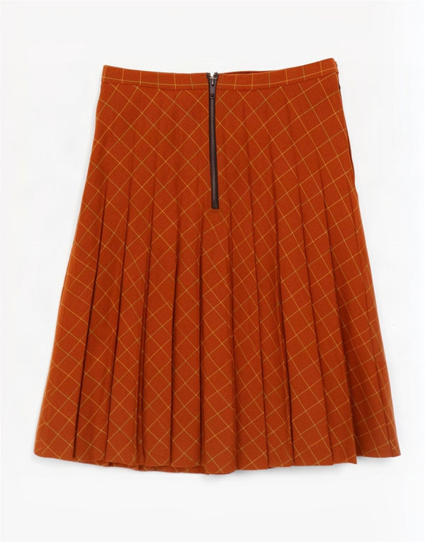 Vintage damska plisowana spódnica 2XS W22 brązowa geometryczna