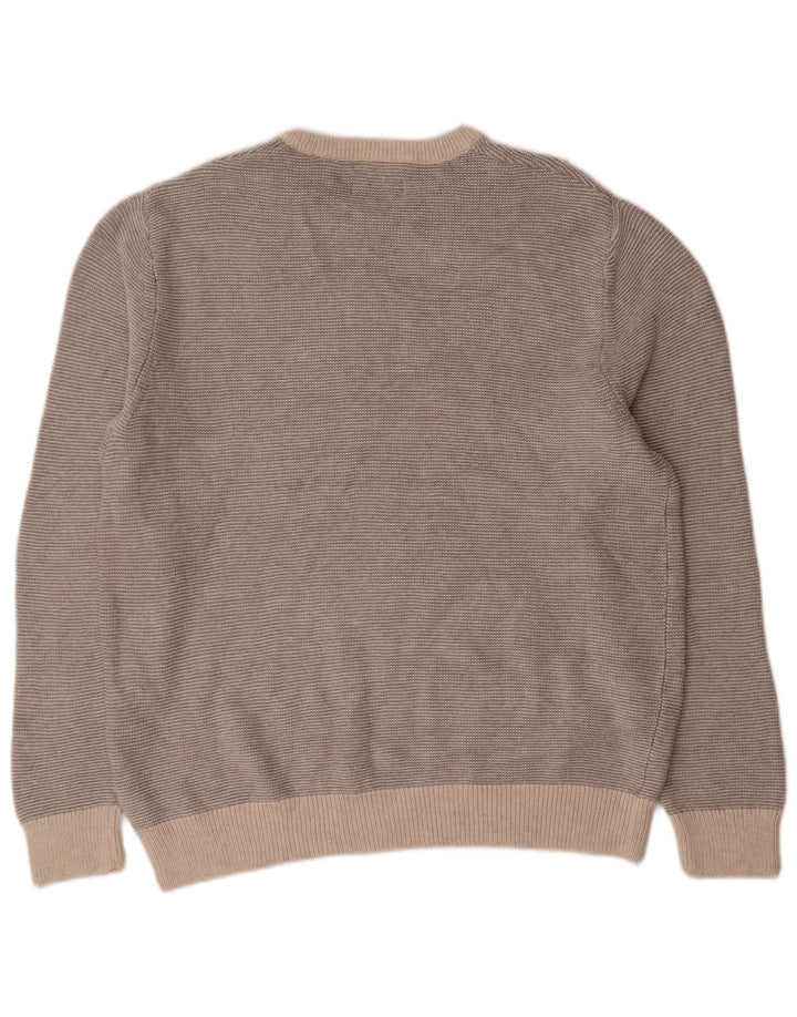 Męski sweter z wycięciem pod szyją Chaps, duży, szary, bawełniany