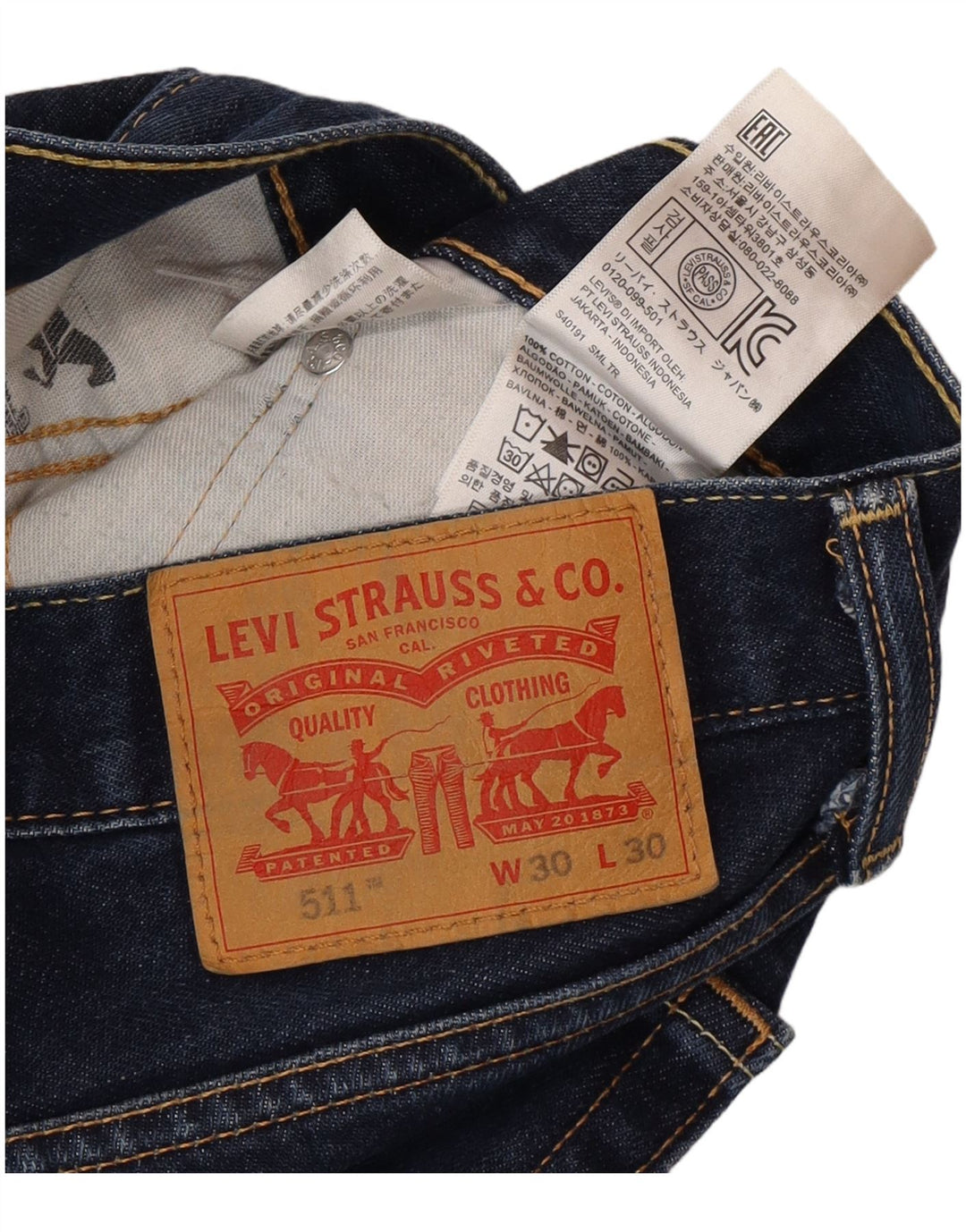 Męskie jeansy Levi's 511 Slim Tapered W30 L27 Niebieskie bawełniane