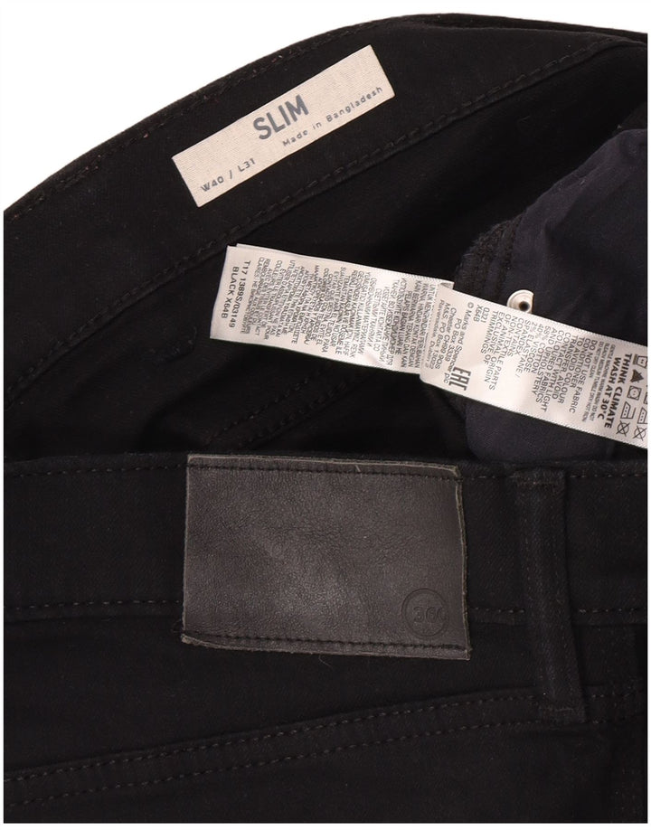 Marks & Spencer Męskie jeansy slim W40 L28 Czarne bawełniane