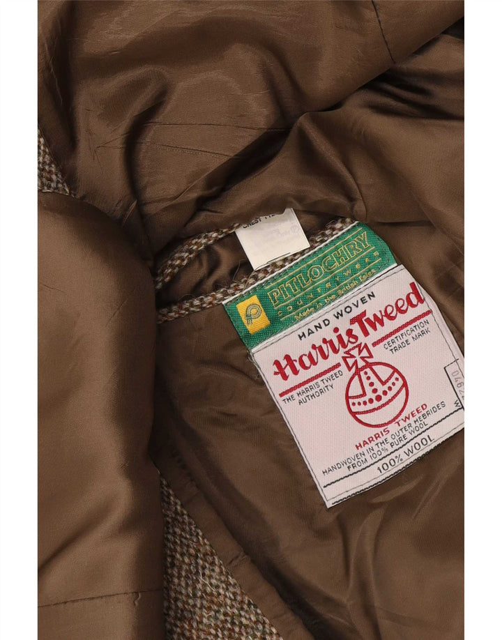 Męska marynarka zapinana na 2 guziki Harris Tweed UK 44 XL Brązowa wełna