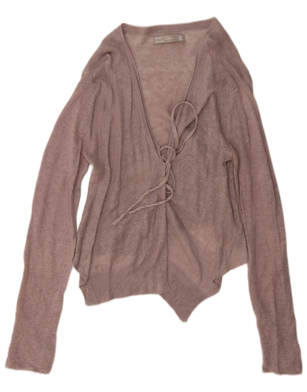 Sweter damski Zara Crop Cardigan UK 12 Średni brązowy lniany