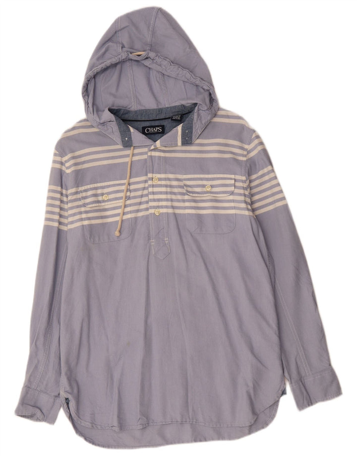 Męska koszula pulowerowa CHAPS z kapturem, bawełniana w średnie niebieskie paski