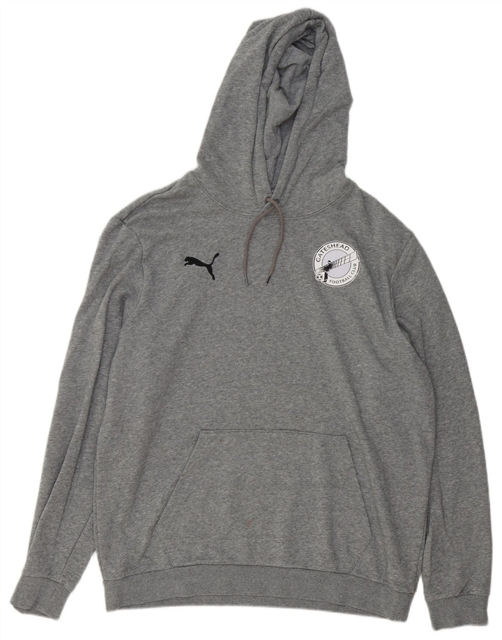 Męski sweter z kapturem Puma, duży, szary, z bawełny w plamki