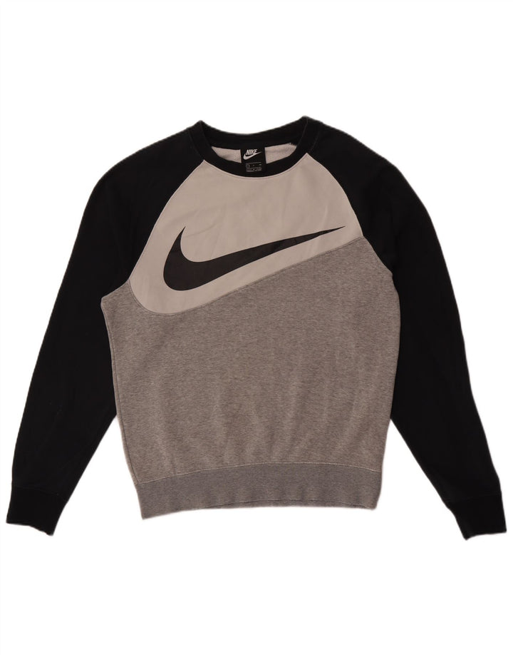 Męska bluza z grafiką Nike, mała, szara, bawełniana z blokami kolorów