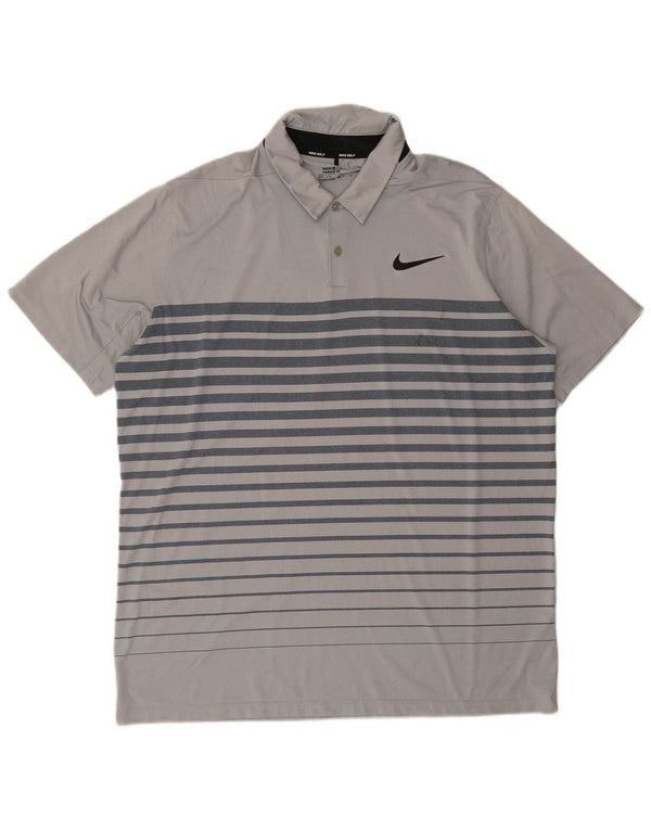 Męska koszulka polo Nike Dri Fit XL, szara, poliestrowa w paski