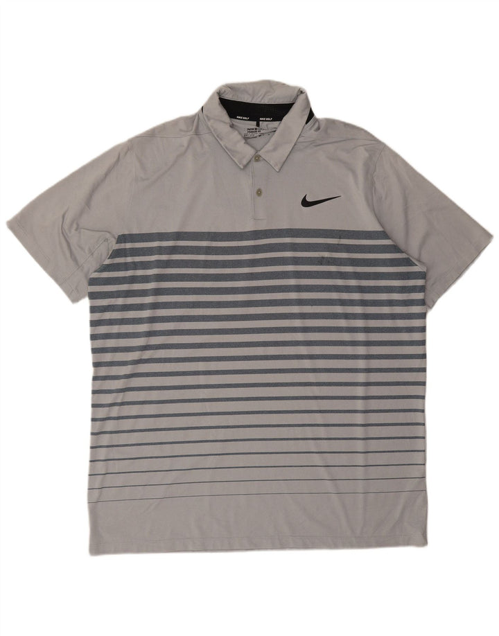 Męska koszulka polo Nike Dri Fit XL, szara, poliestrowa w paski