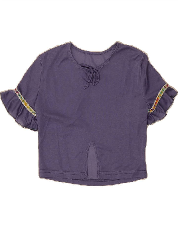 VINTAGE Womens Crop Blouse Top UK 8 Small Purple Vintage Vintage and Second-Hand Vintage from Messina Hembry 