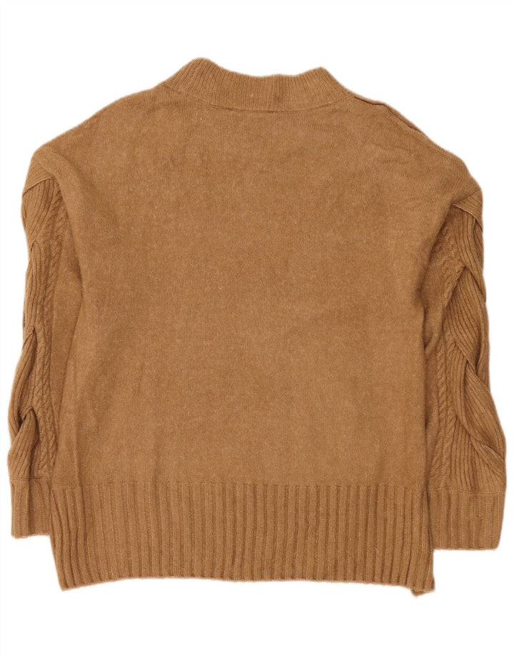 Damski sweter z golfem Dkny UK 14 Średni brązowy akryl