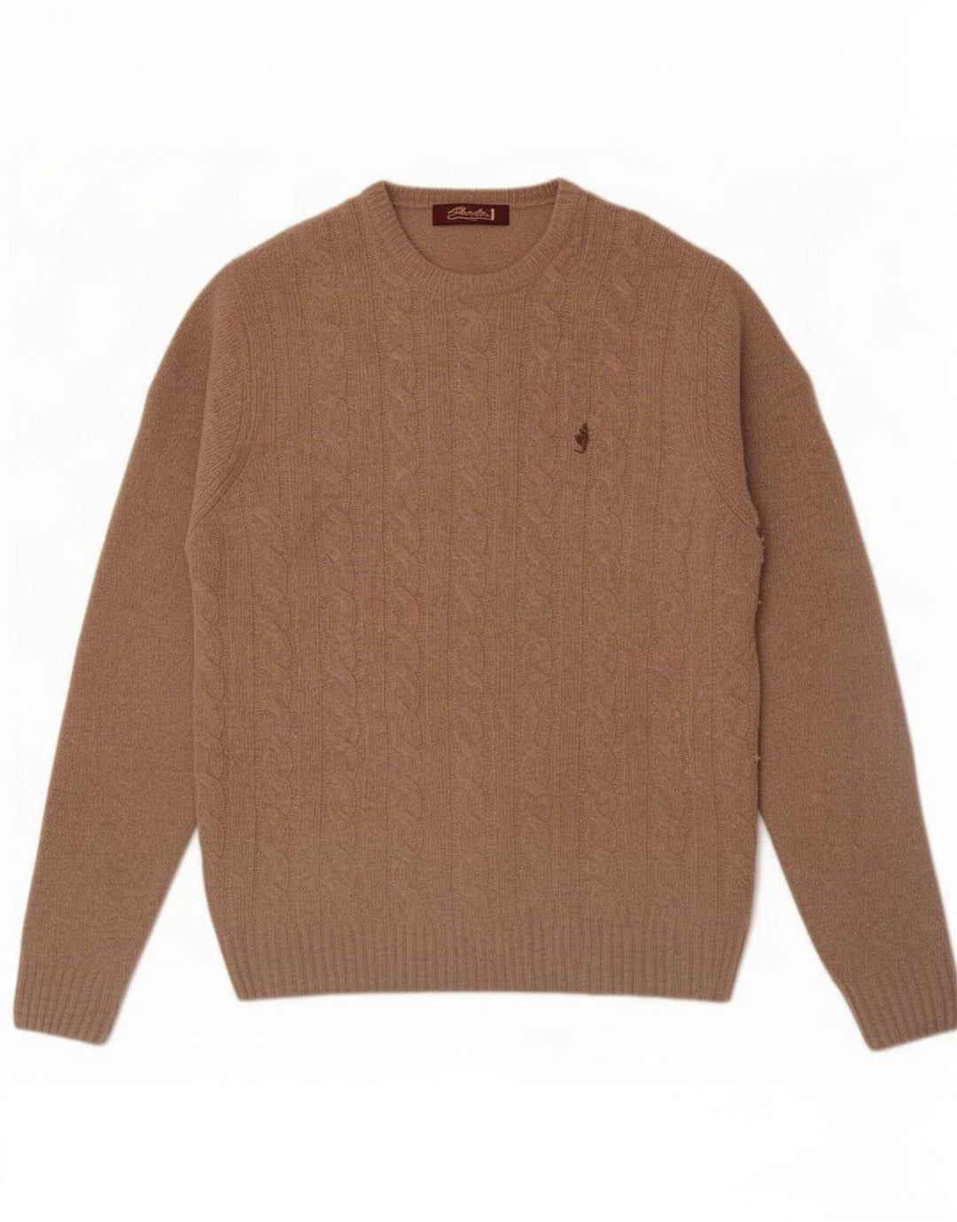 Marlboro Classics Męski sweter z okrągłym dekoltem, duży, beżowy, z owczej wełny