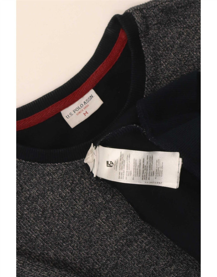 US Polo Assn. Męska bluza sweterkowa, średnia, granatowa, bawełniana w cętki