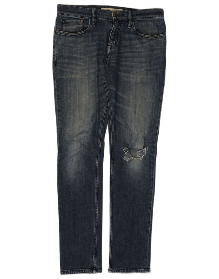 CALVIN KLEIN Męskie jeansy slim w trudnej sytuacji W32 L34 Niebieskie, bawełniane