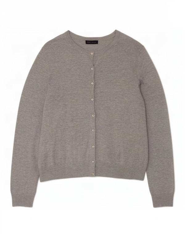 Marks & Spencer Damski sweter rozpinany UK 14, duży, szary, nakrapiany wiskoza