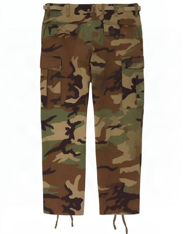 Męskie proste spodnie cargo w stylu vintage W38 L30 Khaki, bawełna w kamuflażu