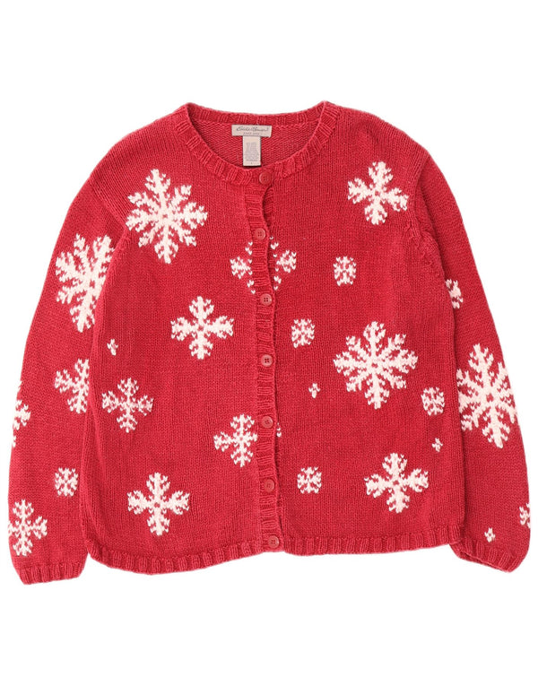 Sweter damski Eddie Bauer UK 16, duży, czerwony Fair Isle Ramie