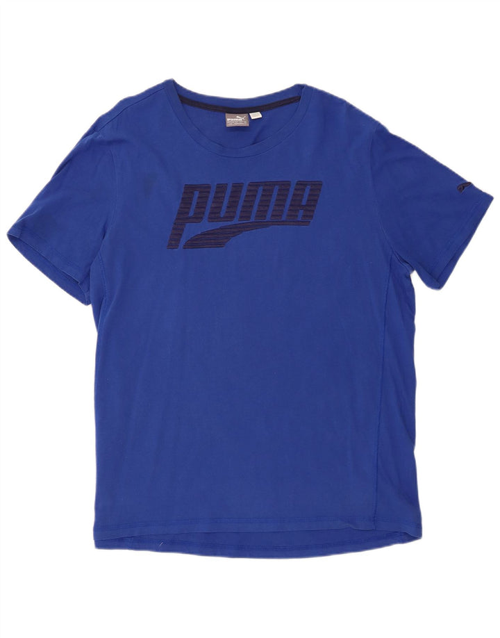 Męski T-shirt z grafiką Puma, duży, niebieski, bawełniany