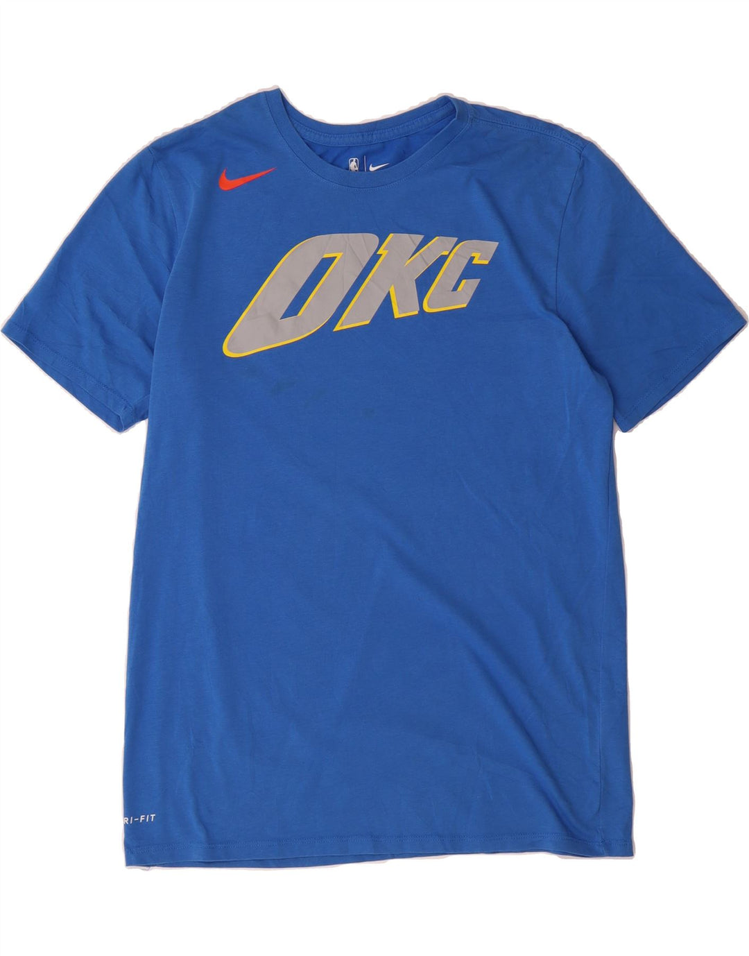 NIKE Mens Athletic Cut Graphic T-Shirt Top Large Blue Cotton Vintage Nike and Second-Hand Nike from Messina Hembry 