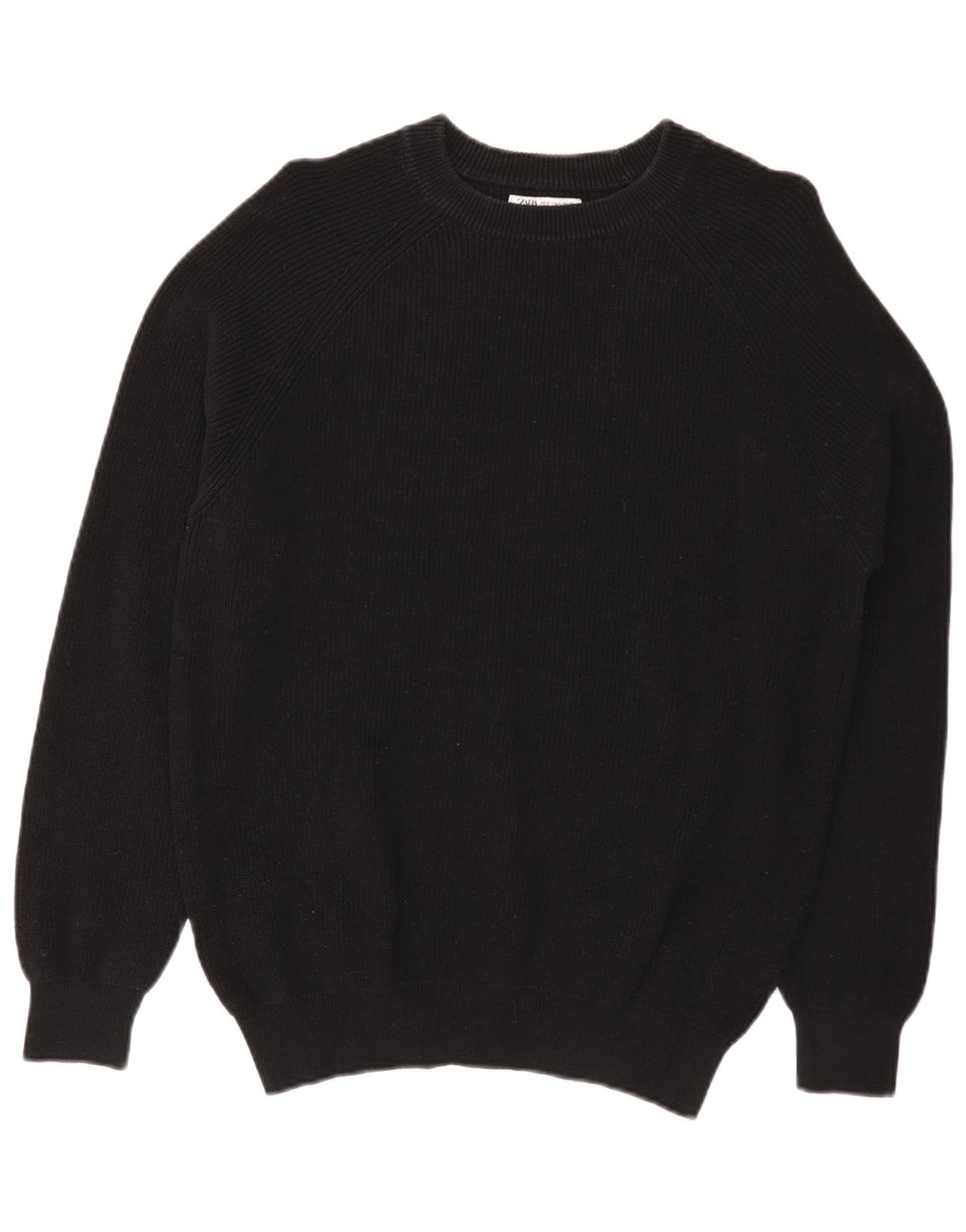 Zara Męski sweter z dekoltem w łódkę, mały, czarny, bawełniany