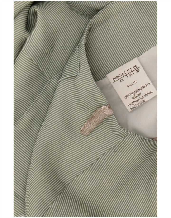 Rozkloszowana spódnica damska w stylu vintage IT 46, duża, W30, poliester w zielone paski