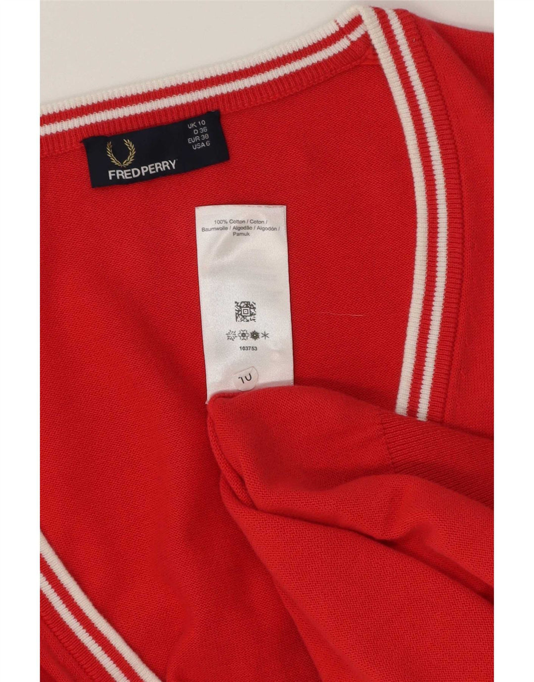 Sweter damski Fred Perry Cardigan UK 10 Small Red Cotton