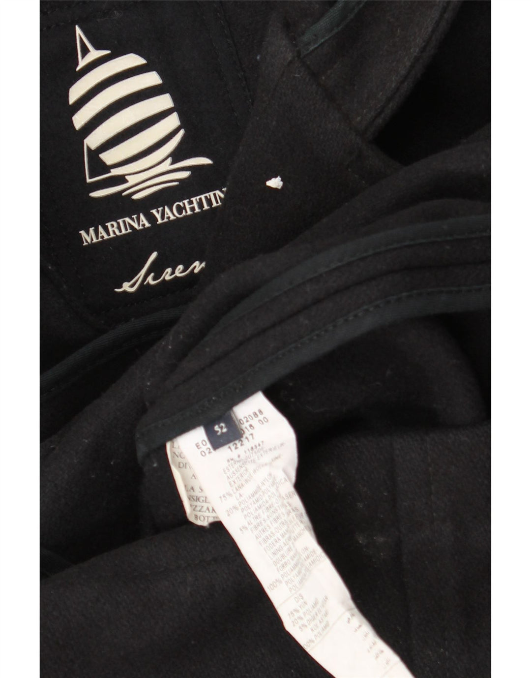 Męski płaszcz z kapturem Marina Yachting IT 52 XL, czarna wełna