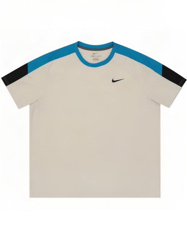Męski T-shirt Nike Dri Fit Top 2XL Biały poliester z blokami kolorów