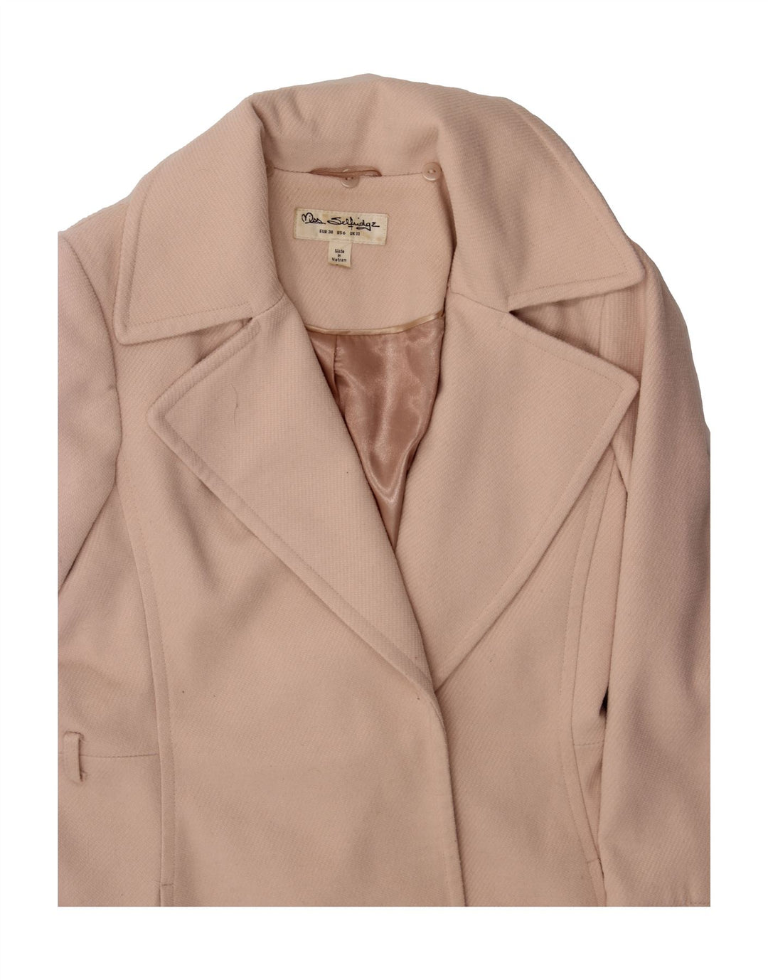 MISS SELFRIDGE Womens Overcoat UK 10 Small Pink Polyester Vintage Miss Selfridge and Second-Hand Miss Selfridge from Messina Hembry 