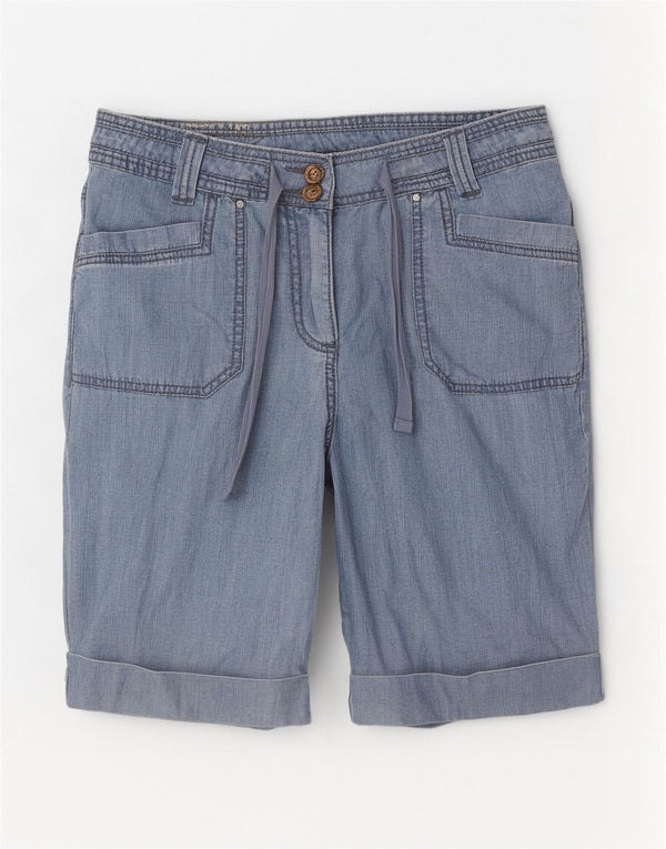 M&Co Womens Bermuda Shorts UK 14 Large W32 Blue Cotton