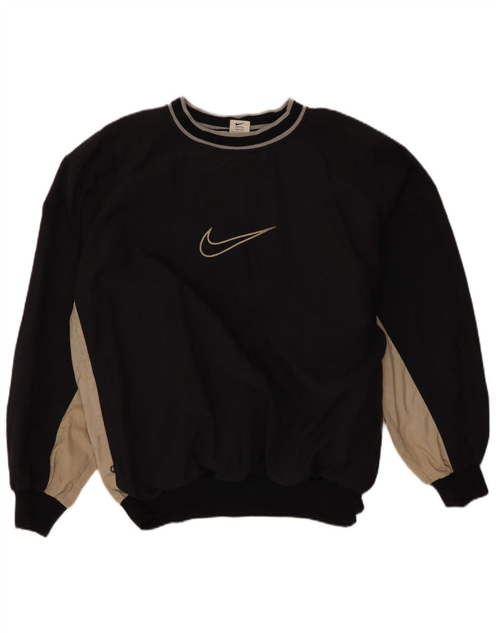Męski sweter z grafiką Nike, duży, czarny poliester z blokami kolorów
