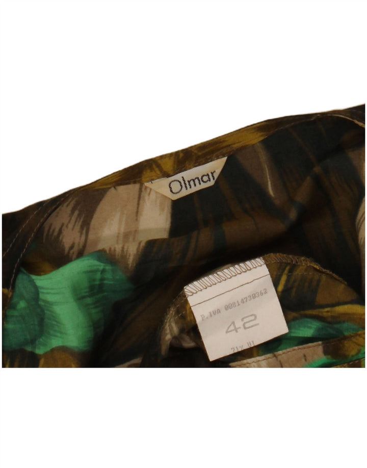 Damska bluzka koszulowa z krótkim rękawem VINTAGE IT 42 Średni khaki w kwiaty