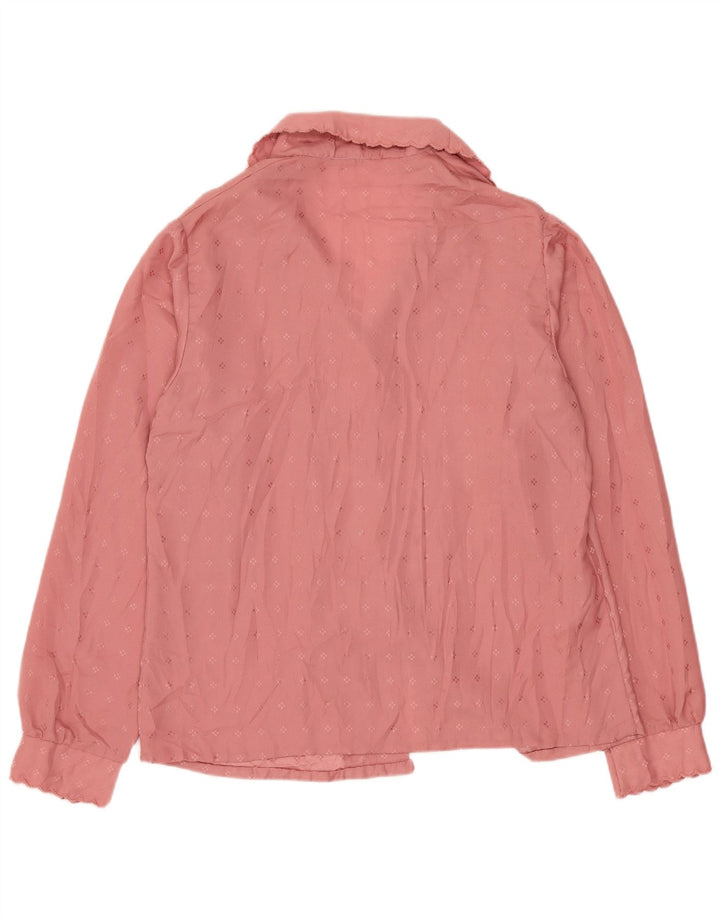 Bluzka damska VINTAGE Top UK 14, duża, różowa, geometryczna