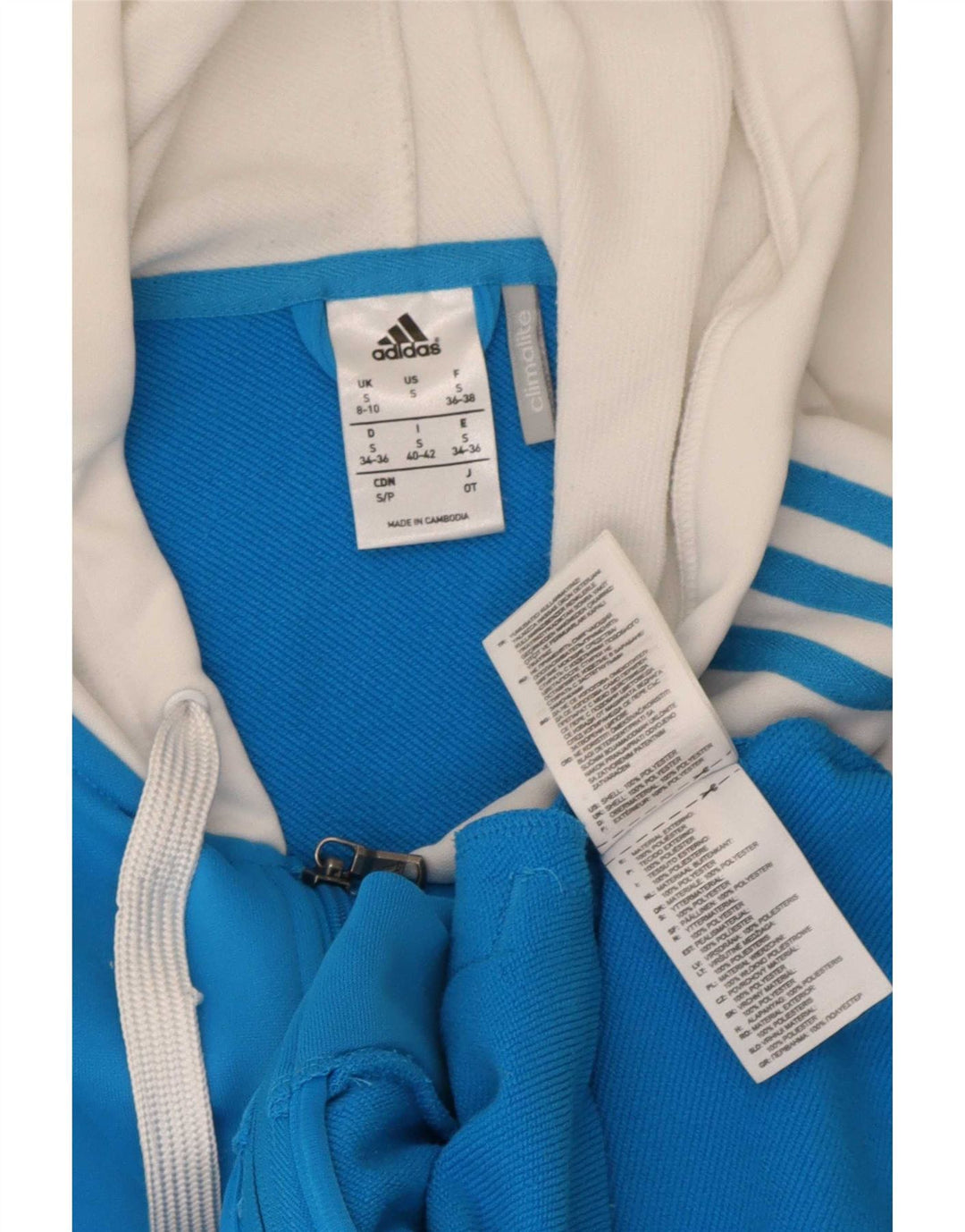 Damska bluza z kapturem Adidas Climalite Zip UK 8/10 Mały niebieski poliester