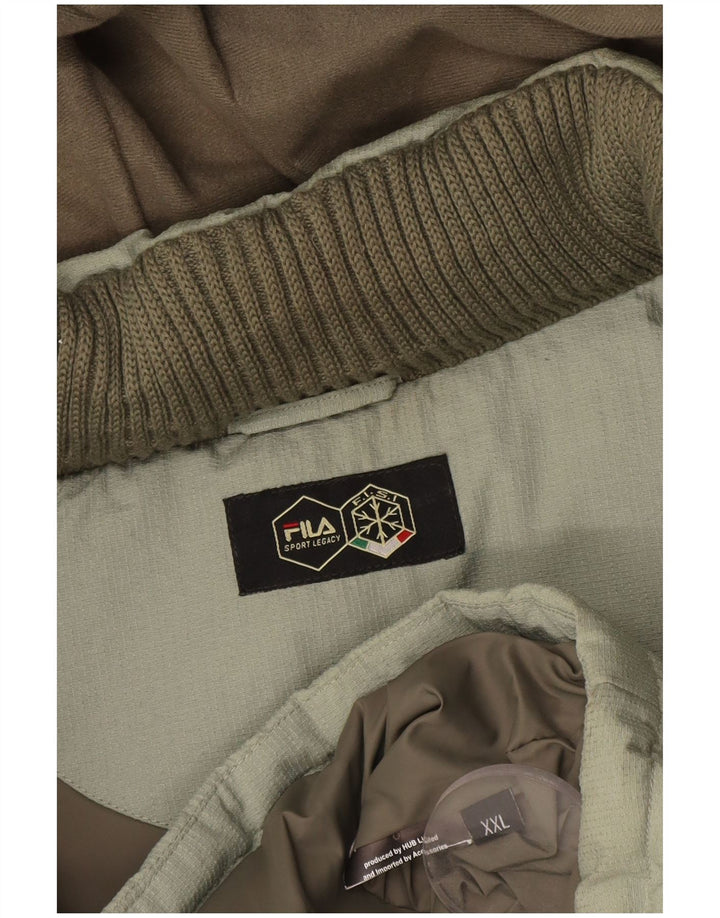 Męska ocieplana kurtka z kapturem Fila UK 44 2XL Zielony, blok kolorów