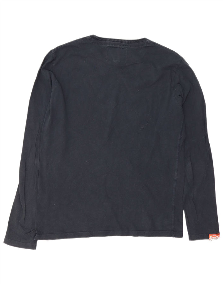 Męski top graficzny Superdry z długim rękawem, duży, czarny, bawełniany