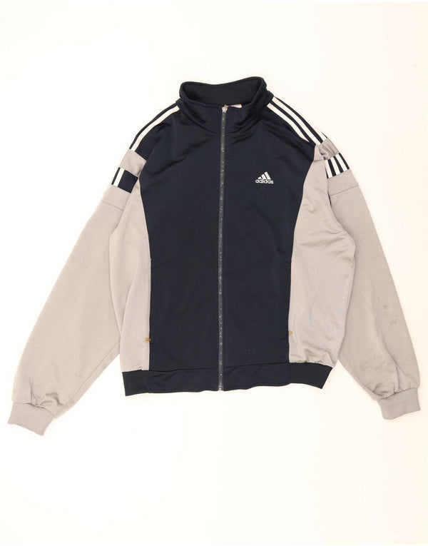 Męska kurtka dresowa Adidas UK 44/46, duża, granatowa, z blokami kolorów