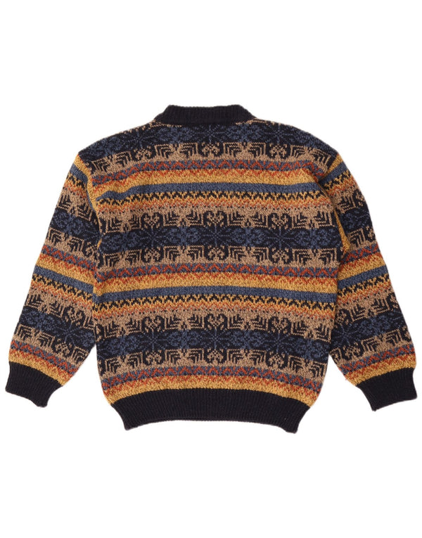Vintage męski sweter z golfem IT 50 średni wielobarwny