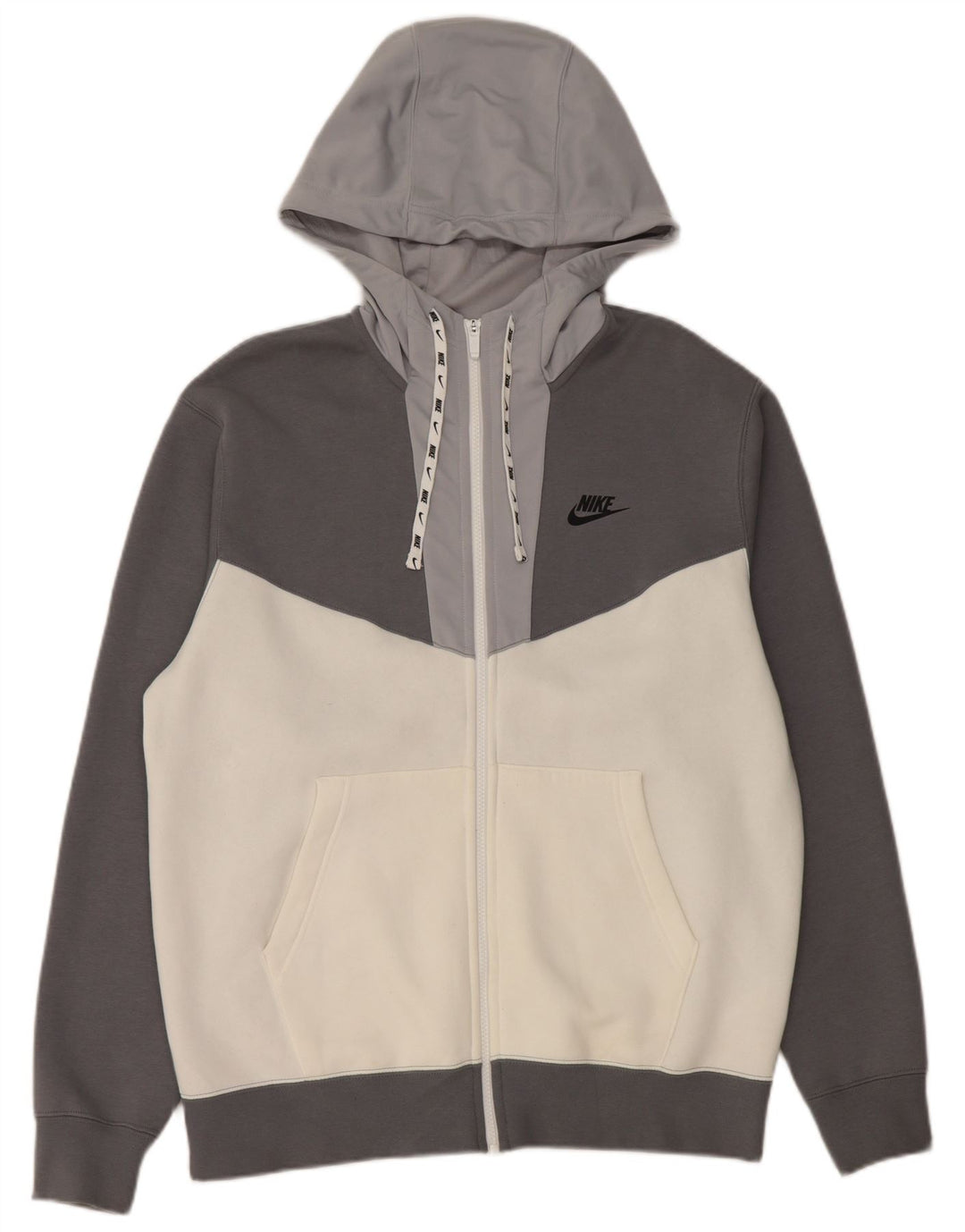 Męski sweter z kapturem i zamkiem błyskawicznym Nike, bawełniany, w kolorze średniej szarości