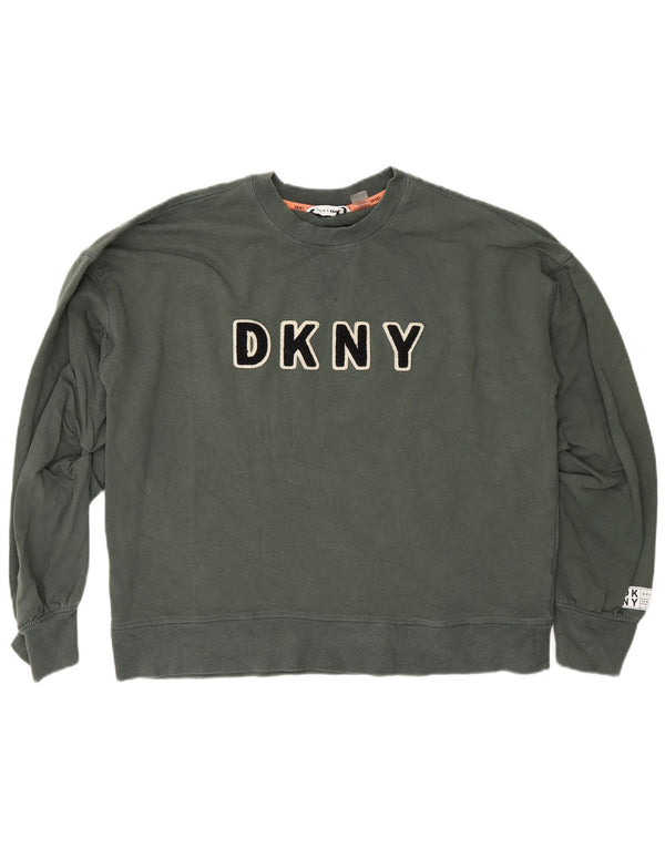 Damska bluza dresowa Dkny Graphic o swobodnym kroju, UK 14, średnia zielona bawełna