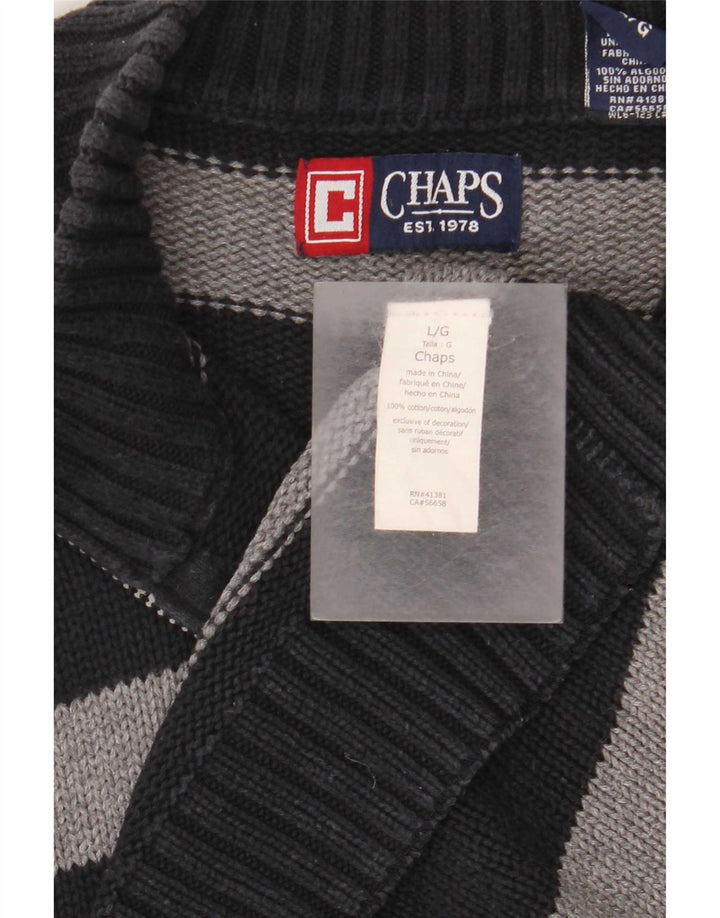 Męski sweter zapinany na zamek Chaps, duży, bawełniany w czarne paski