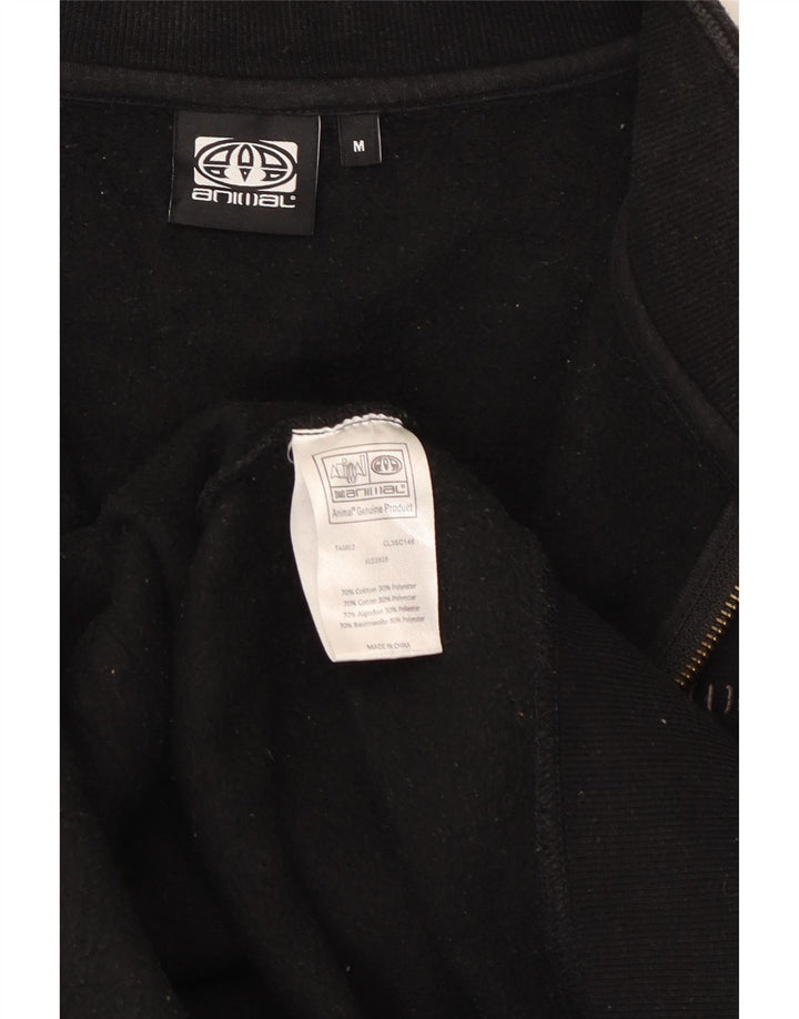 Męska kurtka dresowa z grafiką zwierzęcą, średnia czarna bawełna