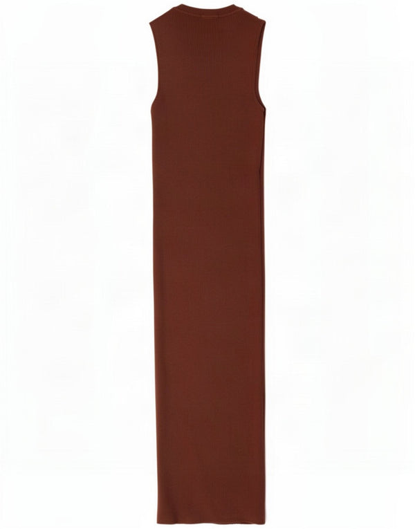 Damska obcisła sukienka maxi bez rękawów Zara UK 8 Small Brown Wiskoza