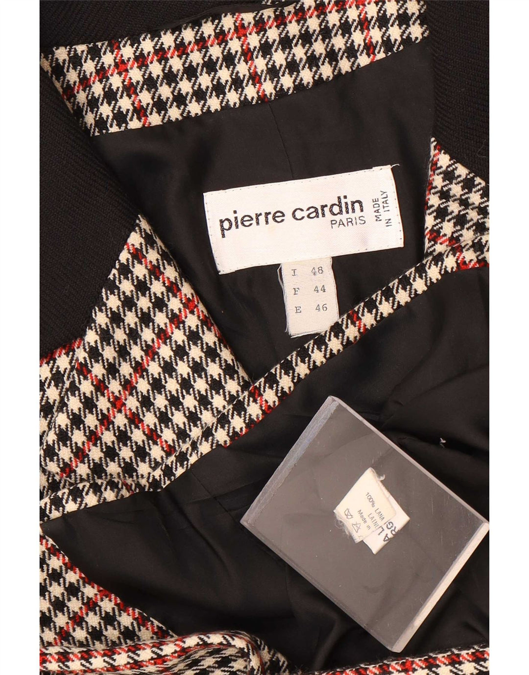 Damska marynarka Pierre Cardin zapinana na 3 guziki IT 48 XL, wełniana w brązową kratkę