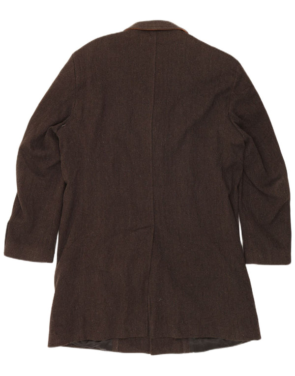 Płaszcz męski GANT UK 42 XL, brązowa wełna w jodełkę