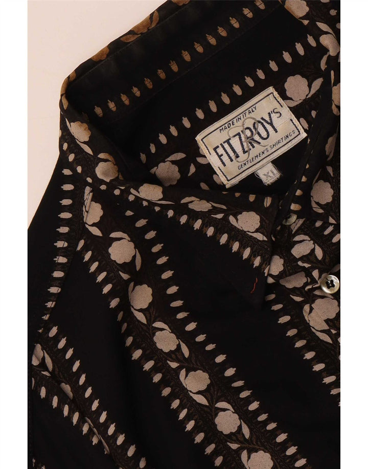 Koszula męska w stylu vintage XL, czarna w kwiaty