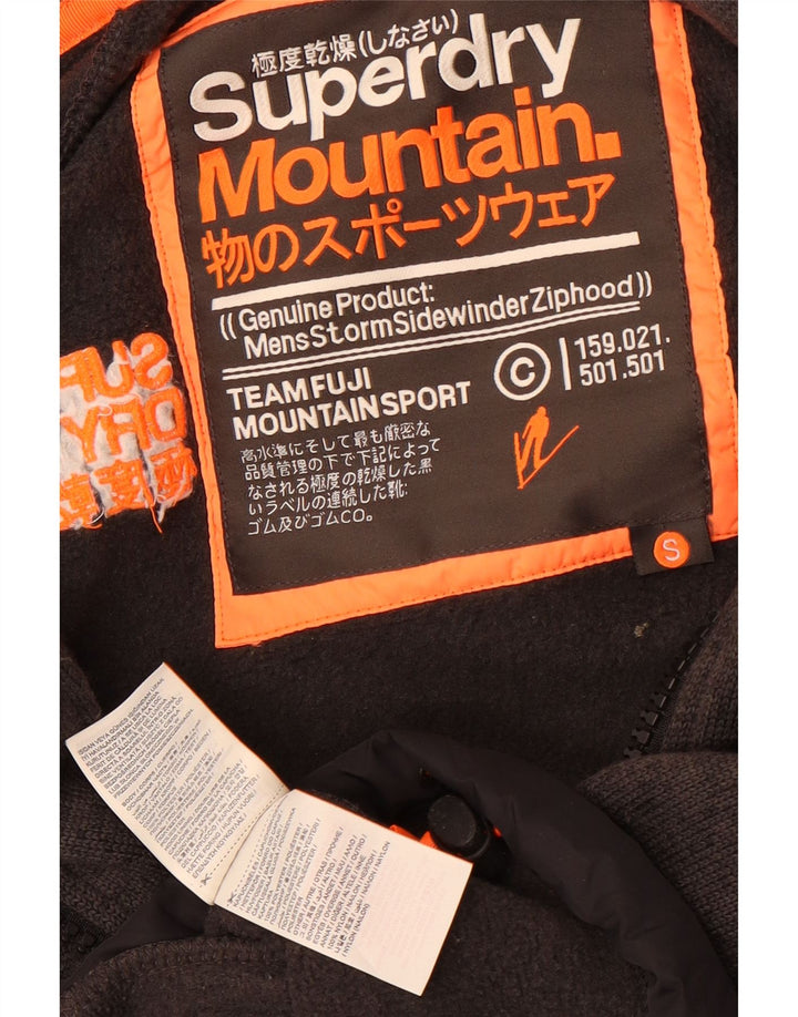 Męska dzianinowa kurtka bomber z kapturem Superdry UK 36, mały, szary, nakrapiany poliester