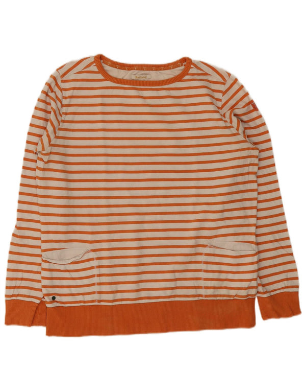 Damska bluza dresowa Barbour UK 16, duża, pomarańczowa, bawełniana w prążki