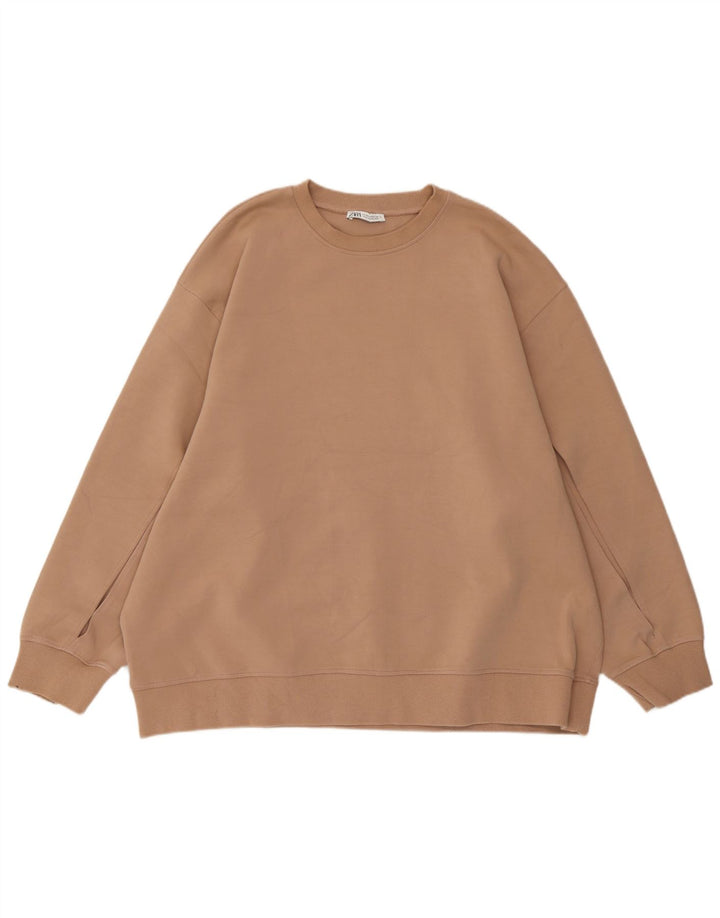 Damska bluza oversize Zara UK 14, średnia beżowa bawełna