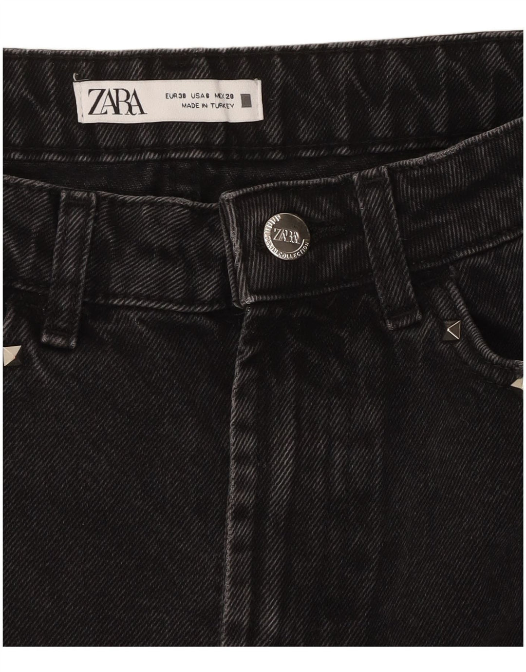 Damskie spodenki jeansowe ZARA w trudnej sytuacji EU 38 Small W28 czarne