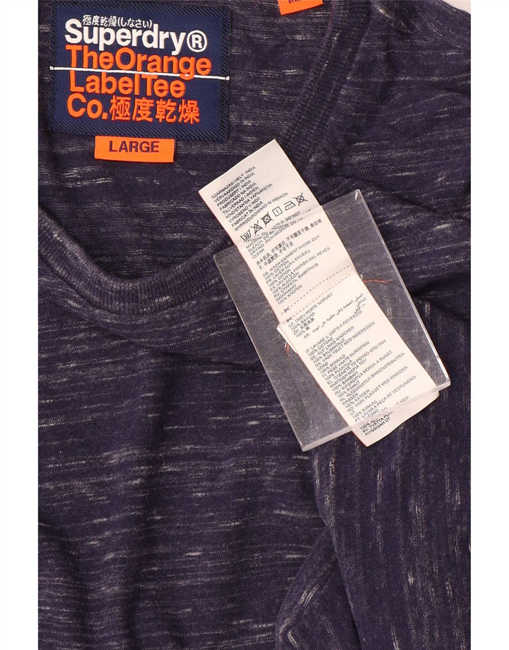 Męski top Superdry z długim rękawem, duży, granatowy, bawełniany w cętki