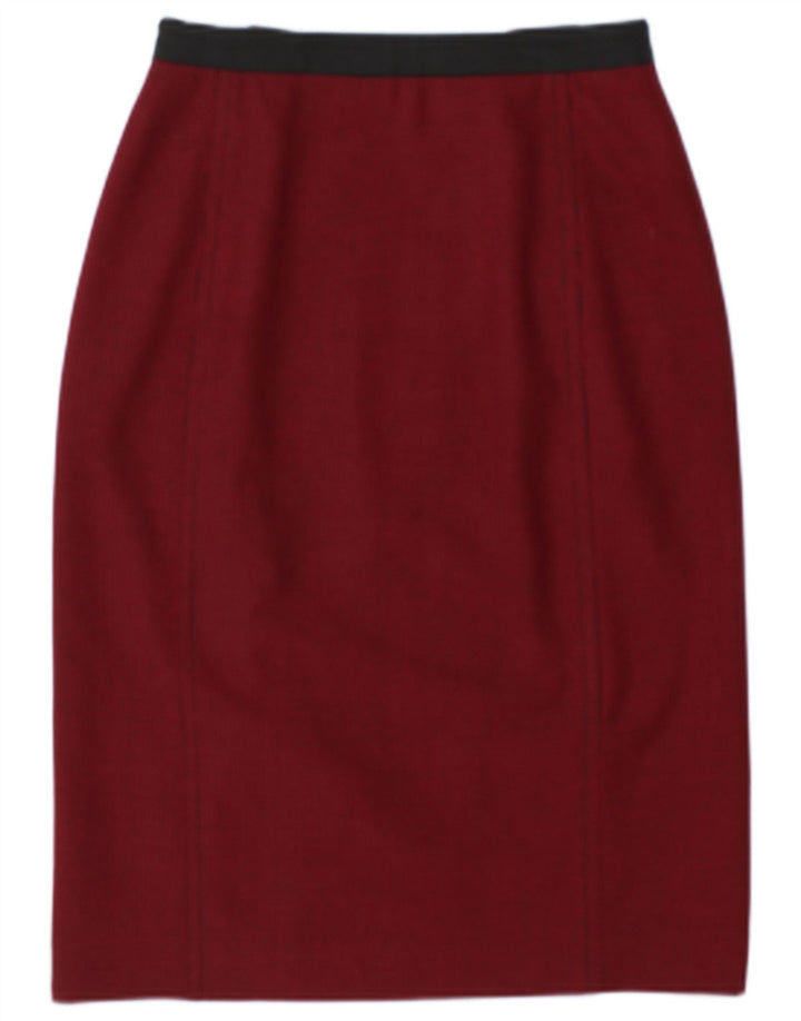 Damska spódnica ołówkowa Jaeger UK 8 Small W27 Burgundowy poliester w pepitkę